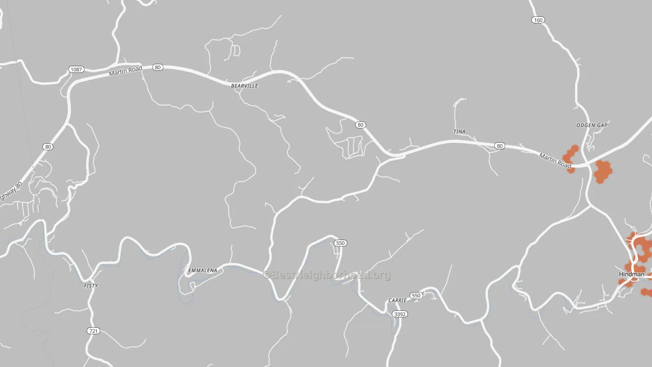 Bike Grade map of Emmalena, KY