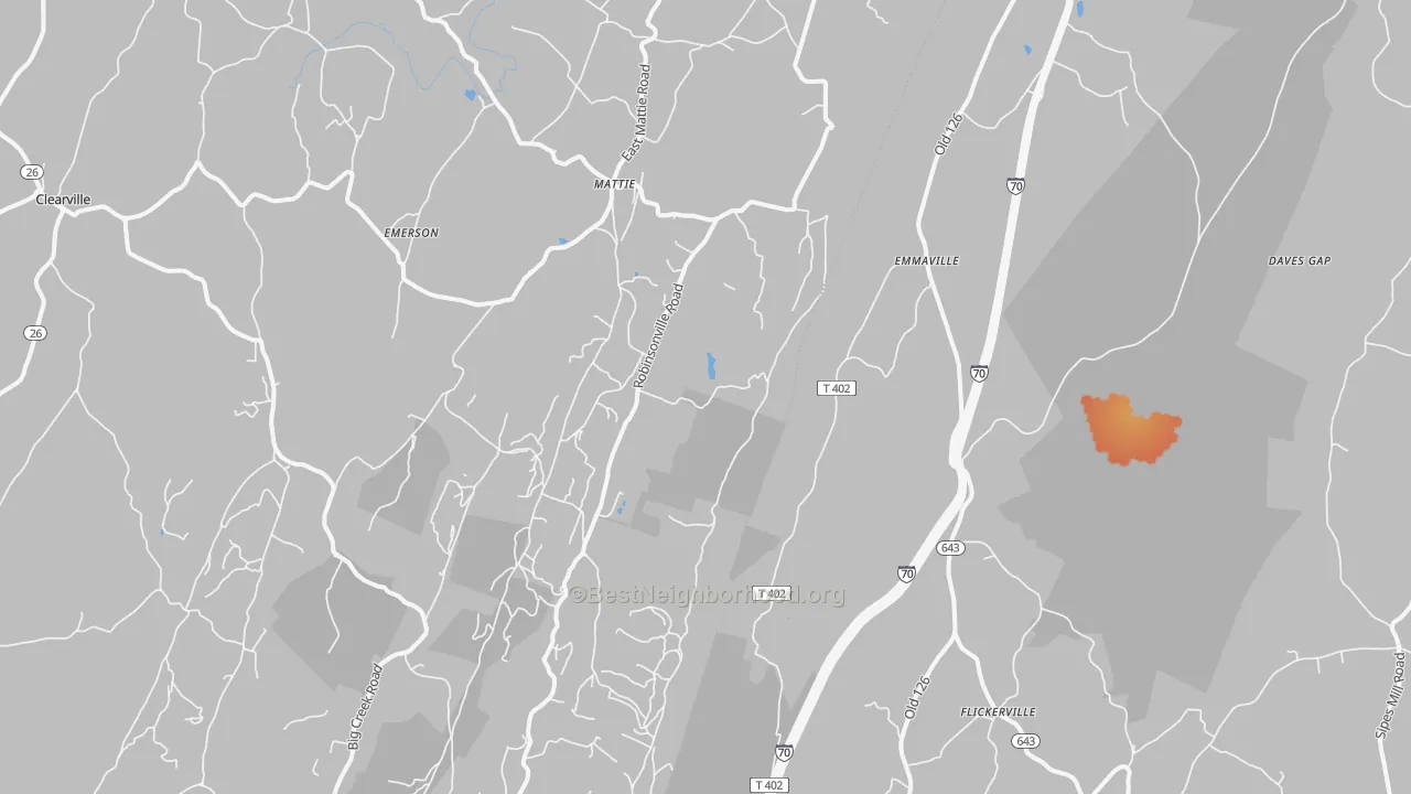 Bike Grade map of Emmaville, PA