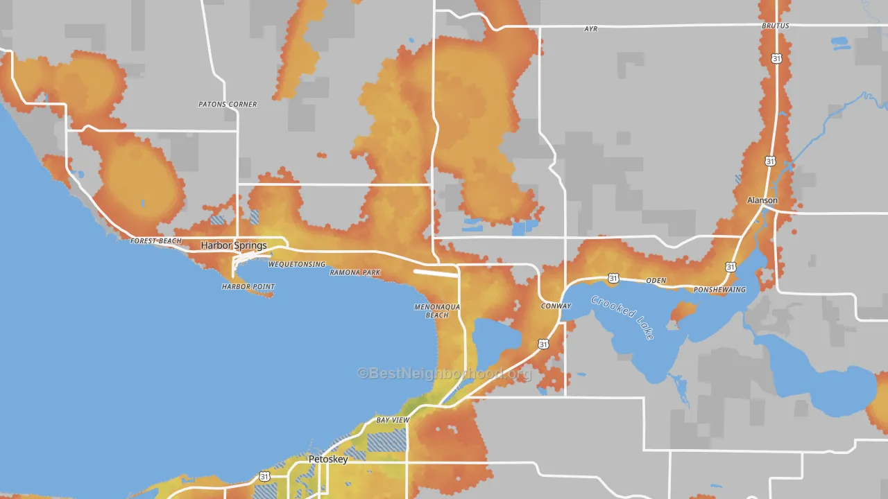 Bike Grade map of Emmet County, MI