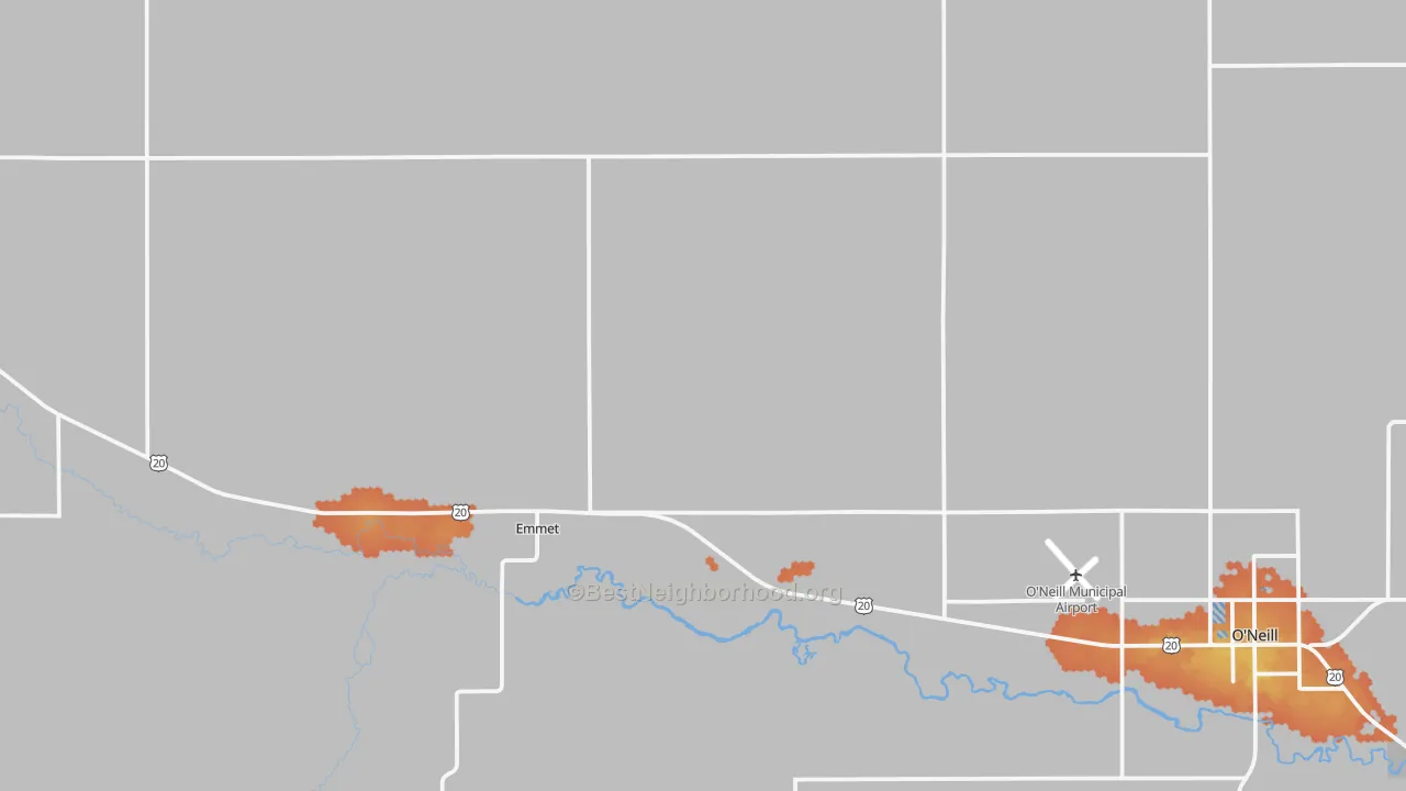 Bike Grade map of Emmet, NE