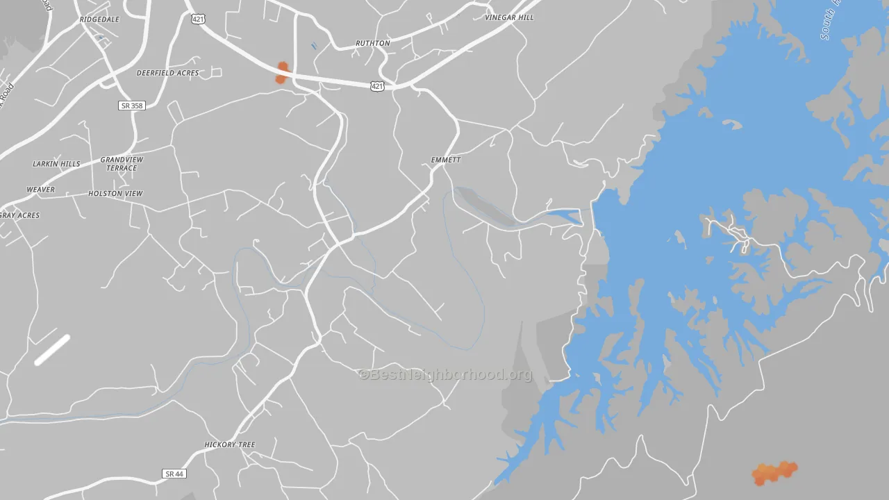 Bike Grade map of Emmett, TN