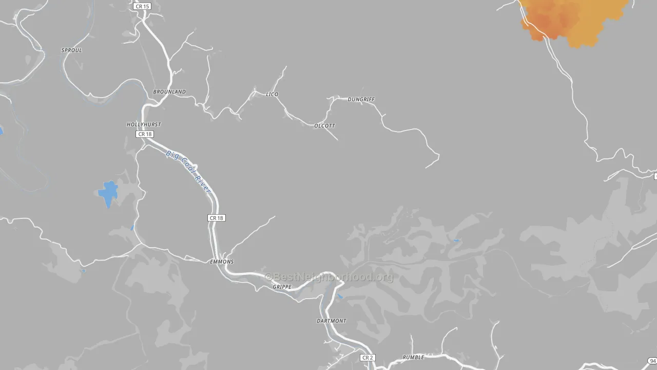 Bike Grade map of Emmons, WV