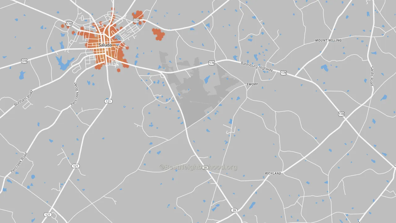Bike Grade map of Emory, SC