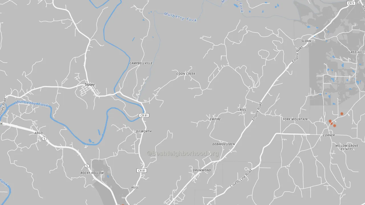 Bike Grade map of Empire, AL