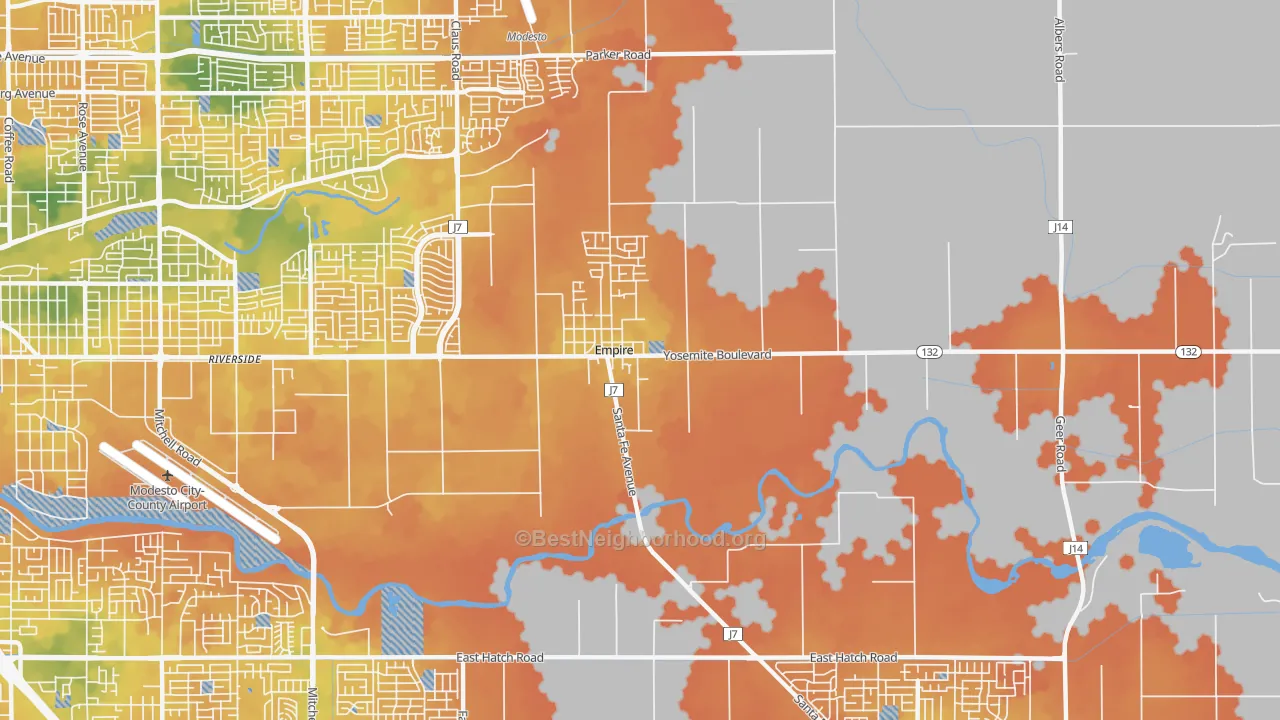 Bike Grade map of Empire, CA