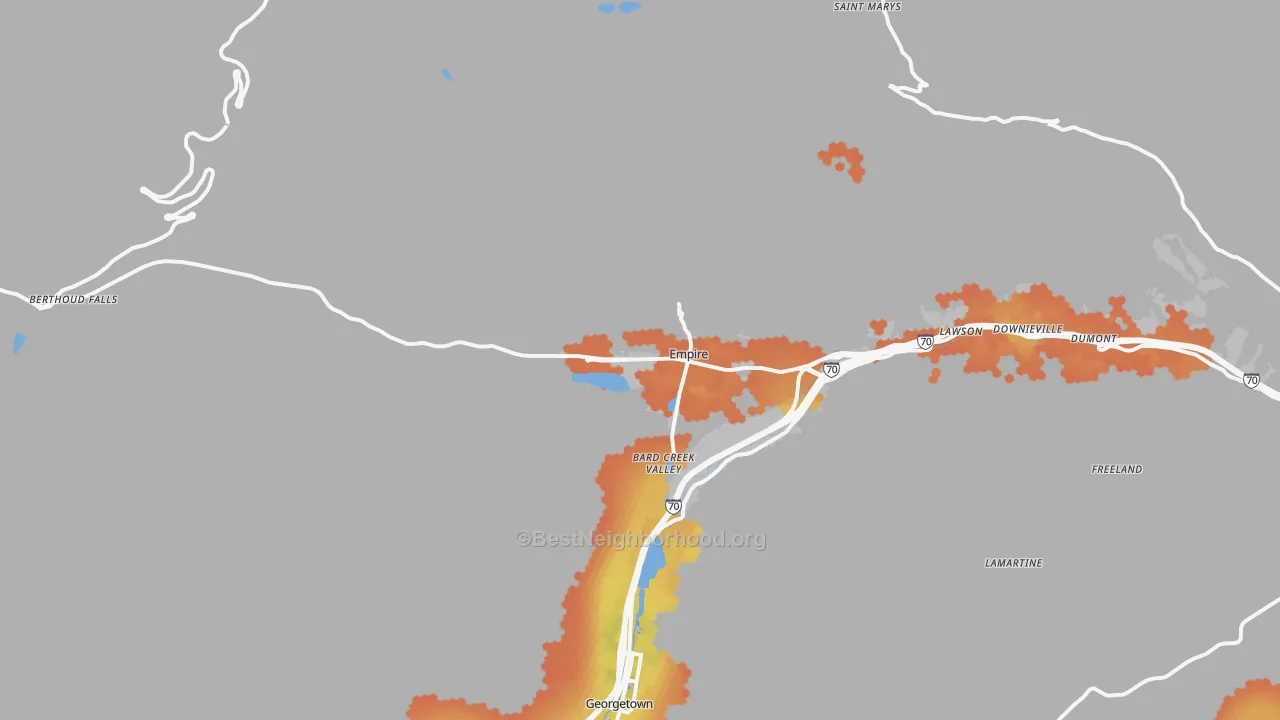 Bike Grade map of Empire, CO