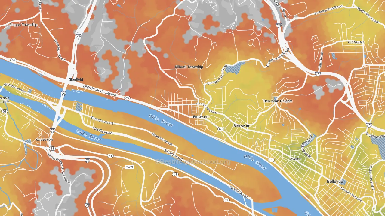 Bike Grade map of Emsworth, PA