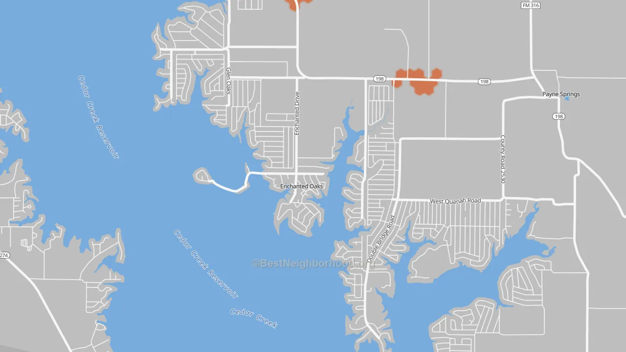 Bike Grade map of Enchanted Oaks, TX
