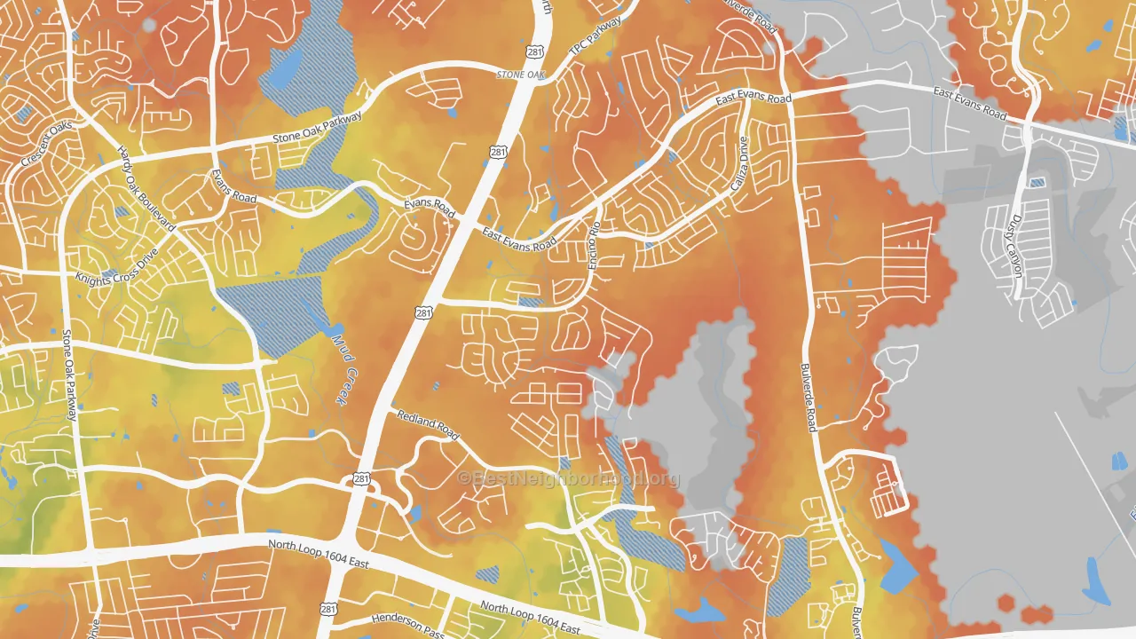 Bike Grade map of Encino Park, San Antonio, TX