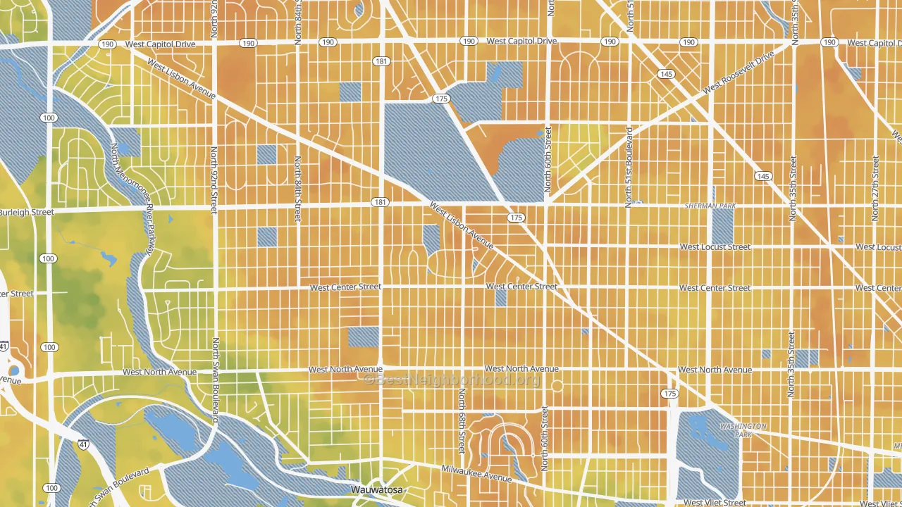 Bike Grade map of Enderis Park, Milwaukee, WI