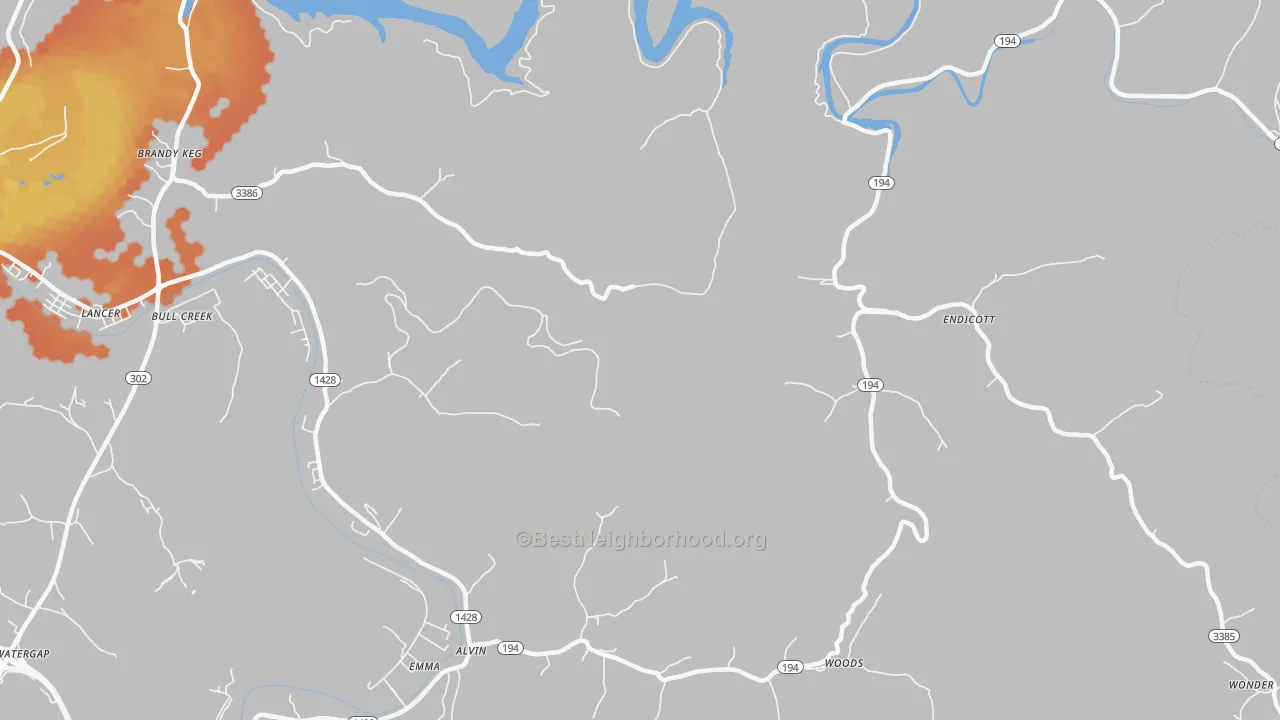Bike Grade map of Endicott, KY