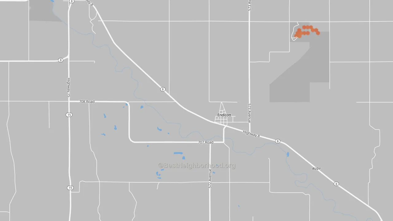 Bike Grade map of Endicott, NE