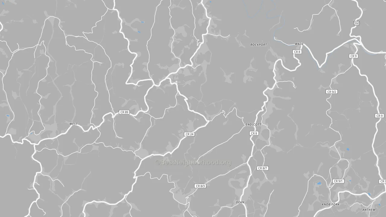 Bike Grade map of Endicott, WV