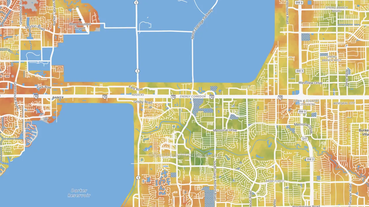 Bike Grade map of Energy Corridor, Houston, TX