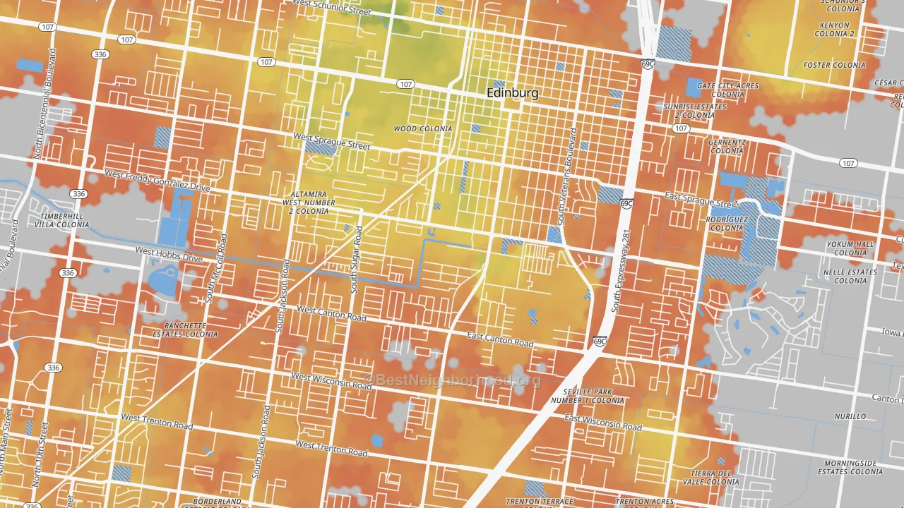 Bike Grade map of Enfield Estates, Edinburg, TX