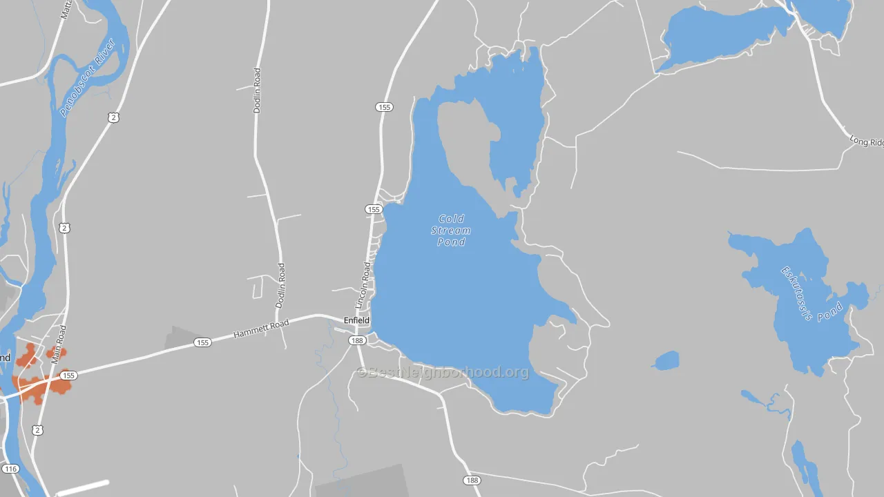 Bike Grade map of Enfield, ME