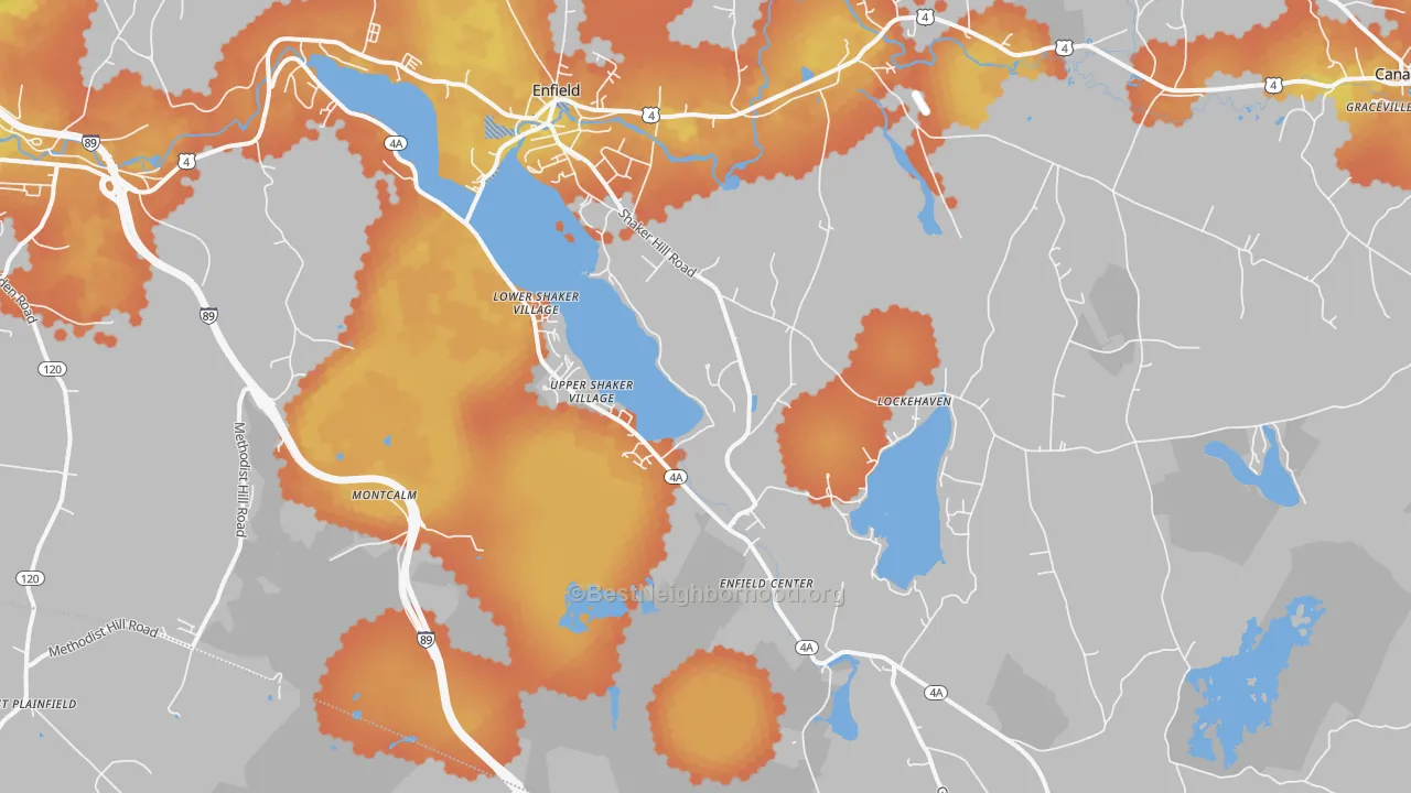 Bike Grade map of Enfield, NH