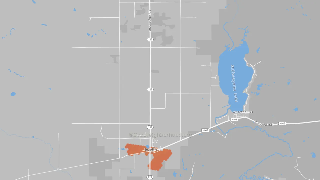 Bike Grade map of Engadine, MI