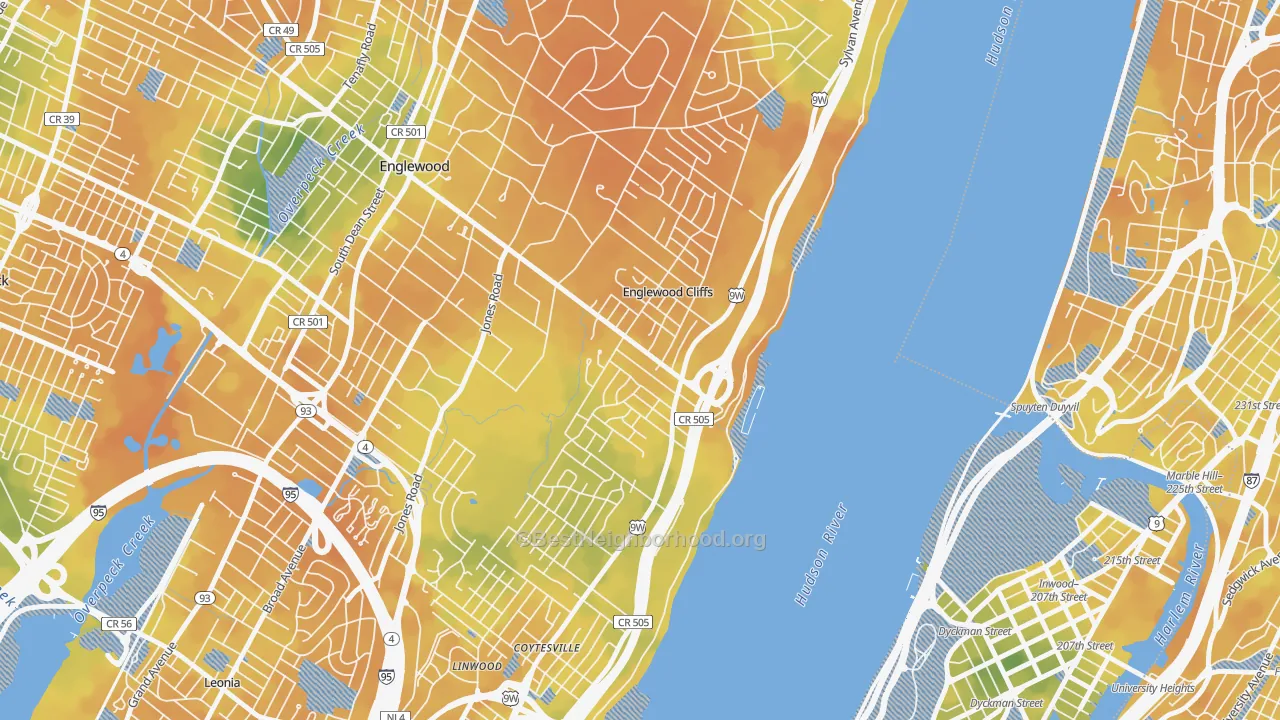 Bike Grade map of Englewood Cliffs, NJ