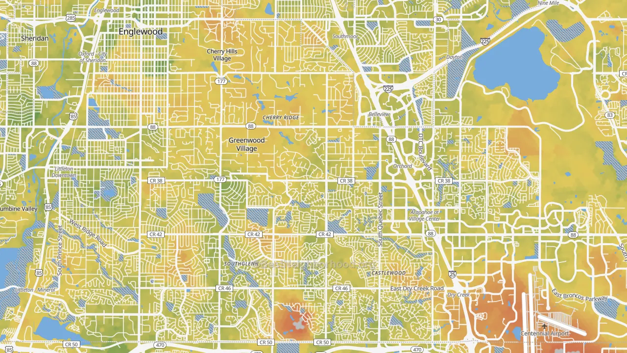 Bike Grade map of Englewood, CO