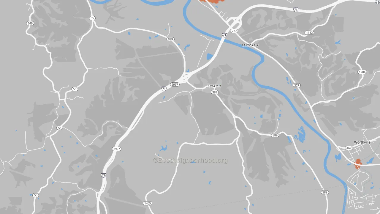 Bike Grade map of English, KY