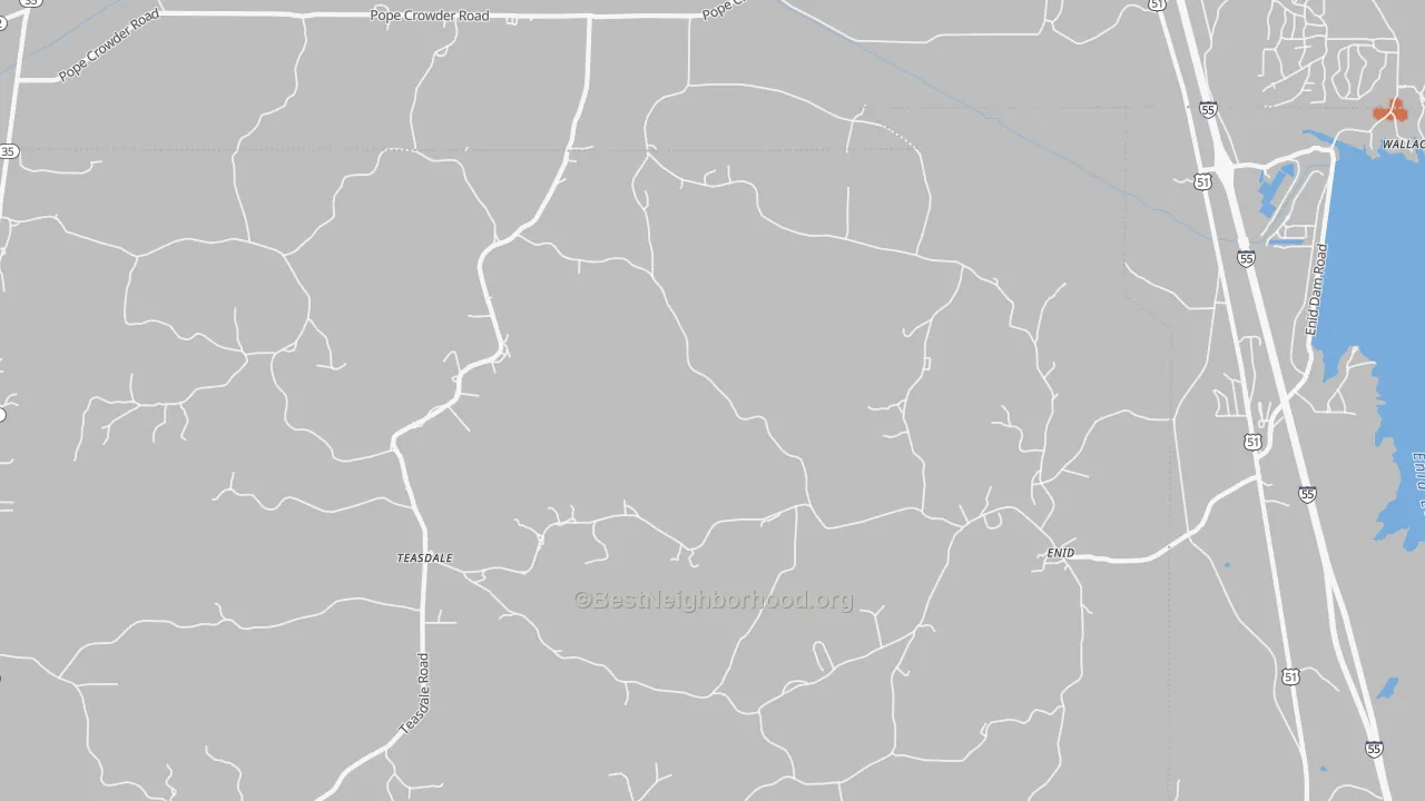 Bike Grade map of Enid, MS