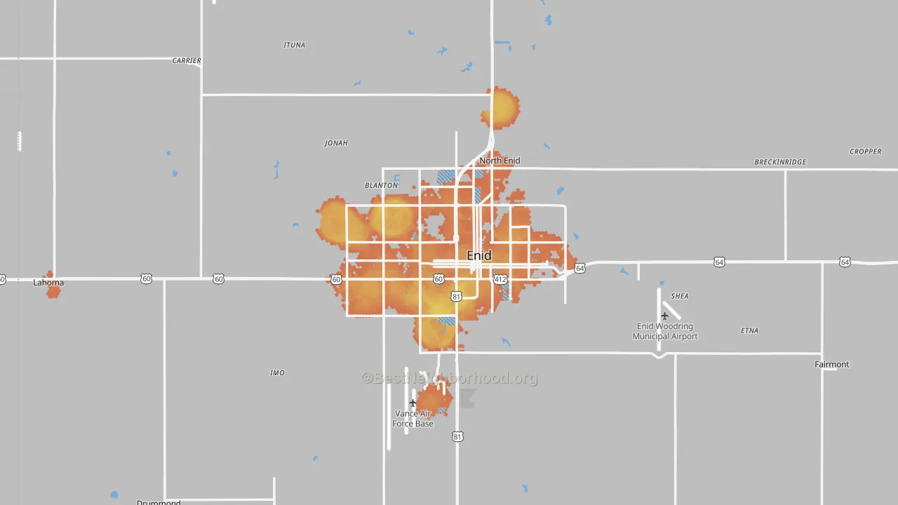 Bike Grade map of Enid, OK