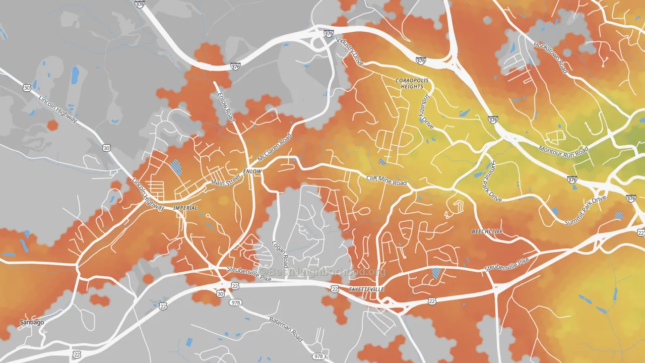 Bike Grade map of Enlow, PA