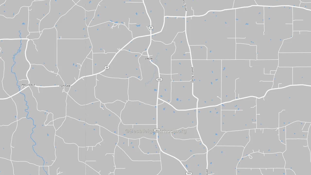 Bike Grade map of Enon, MS