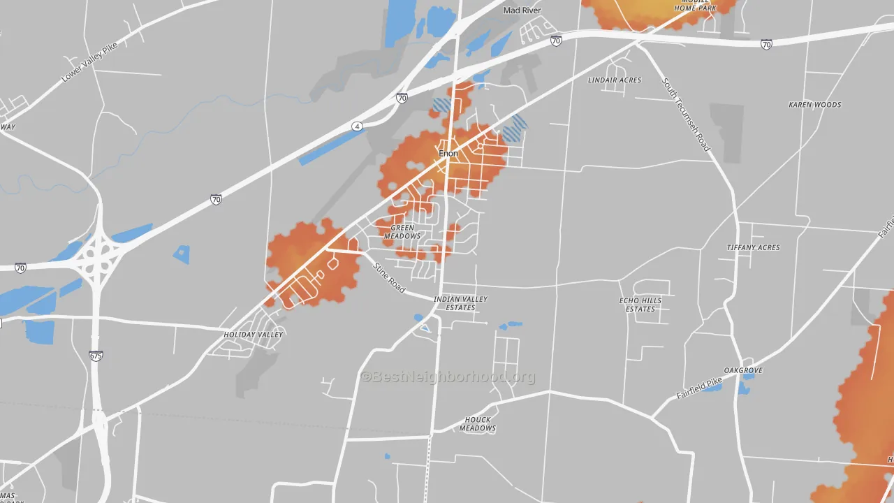 Bike Grade map of Enon, OH