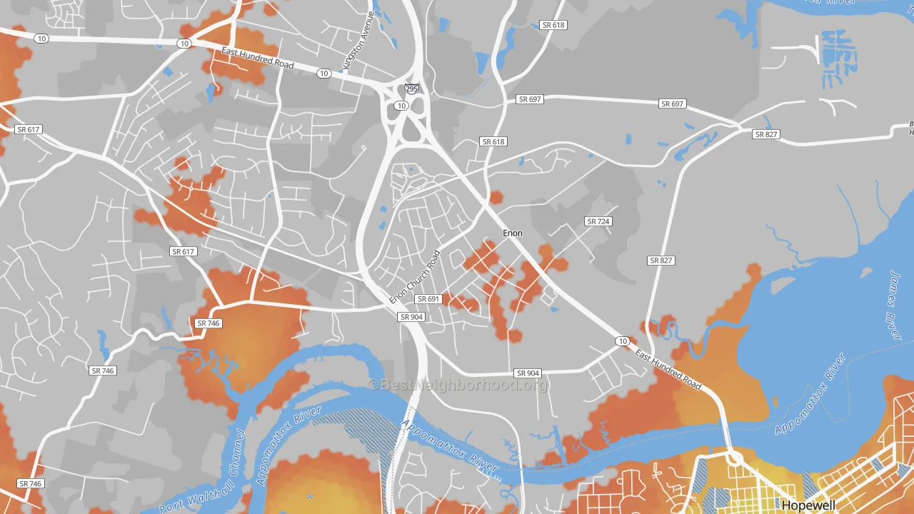 Bike Grade map of Enon, VA