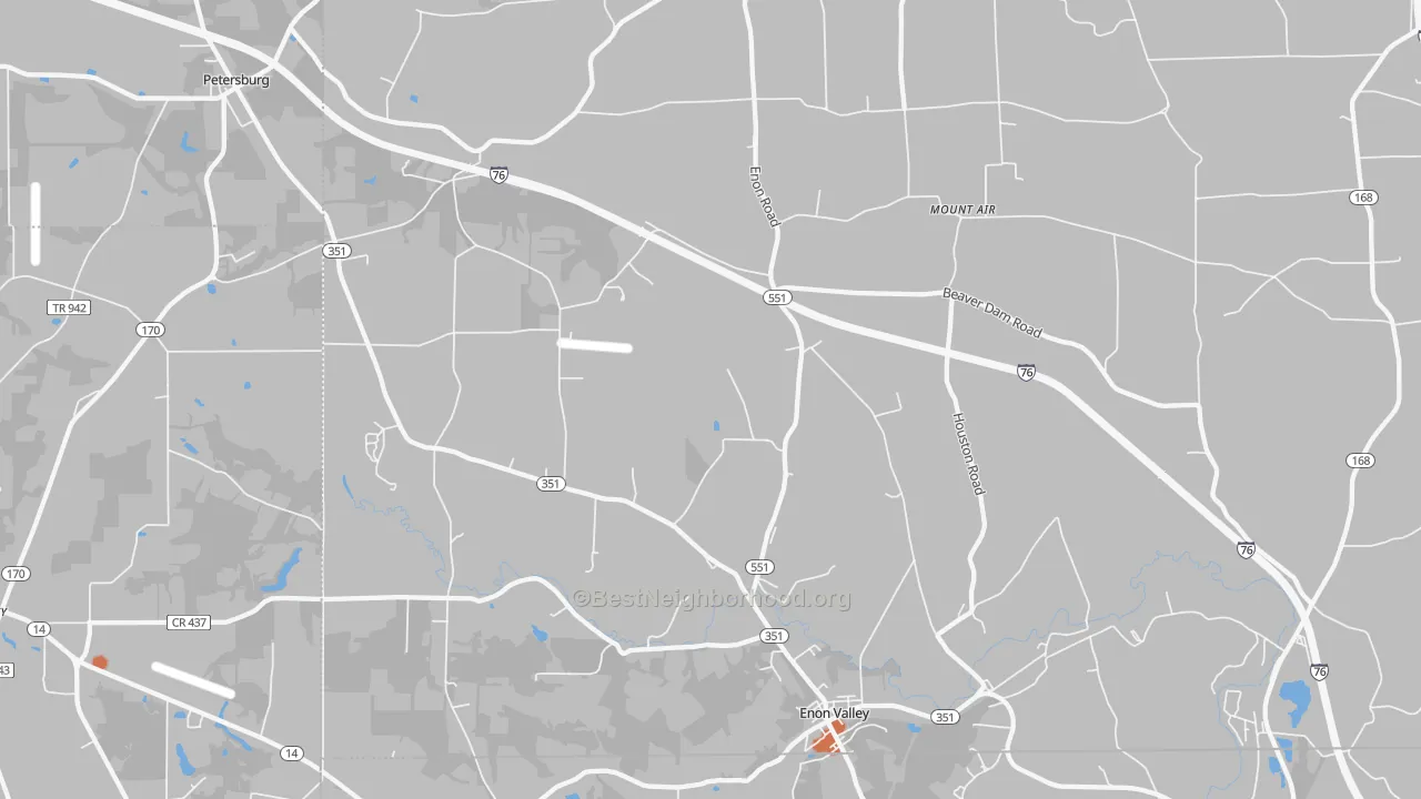 Bike Grade map of Enon Valley, PA