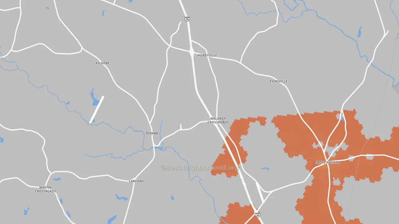 Bike Grade map of Enoree, SC