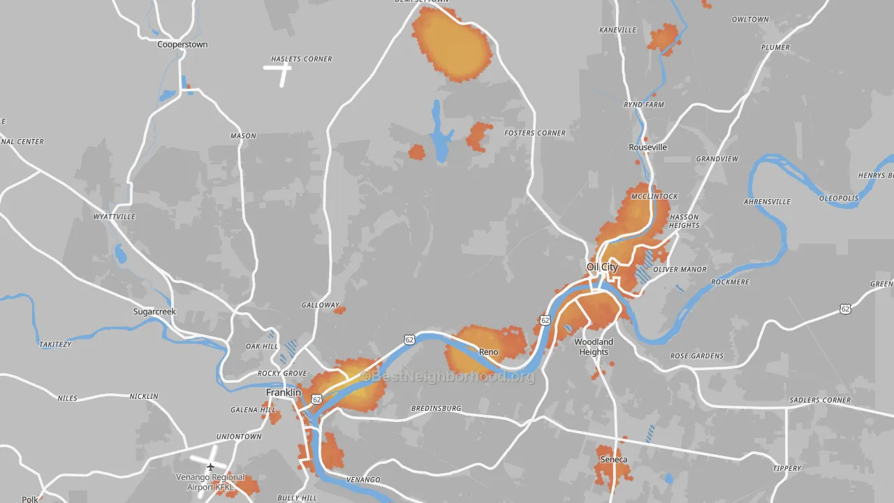 Bike Grade map of Enterprise, PA