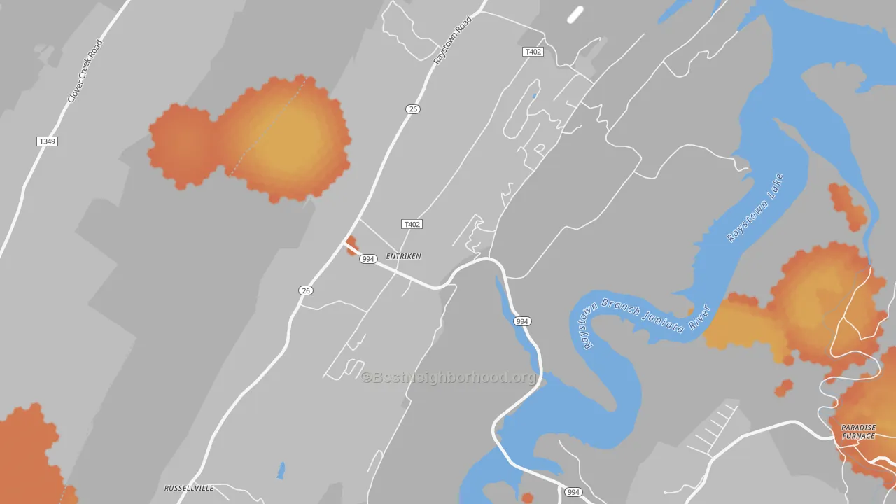 Bike Grade map of Entriken, PA