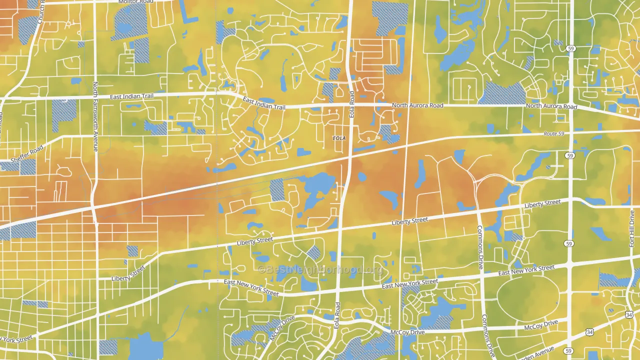 Bike Grade map of Eola, IL