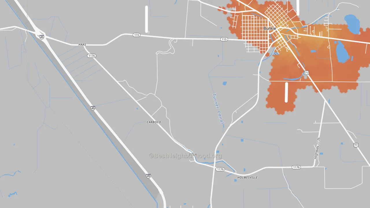 Bike Grade map of Eola, LA