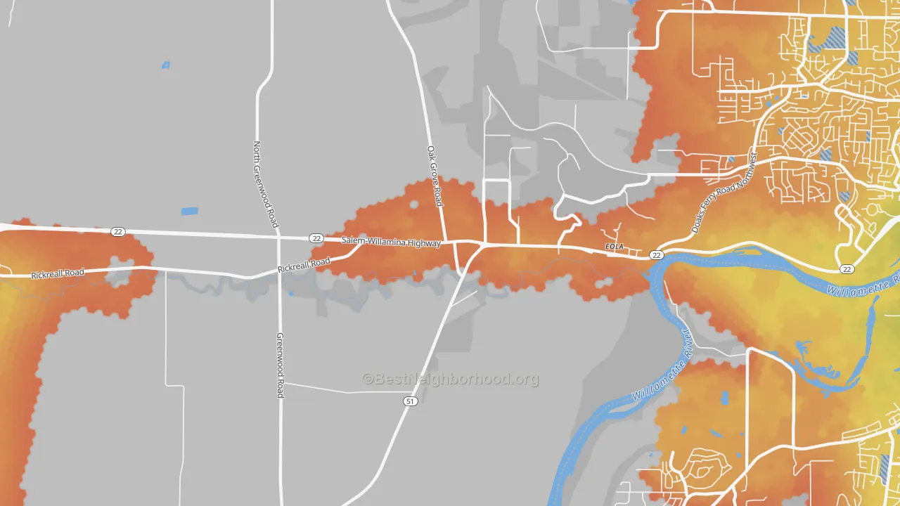 Bike Grade map of Eola, OR