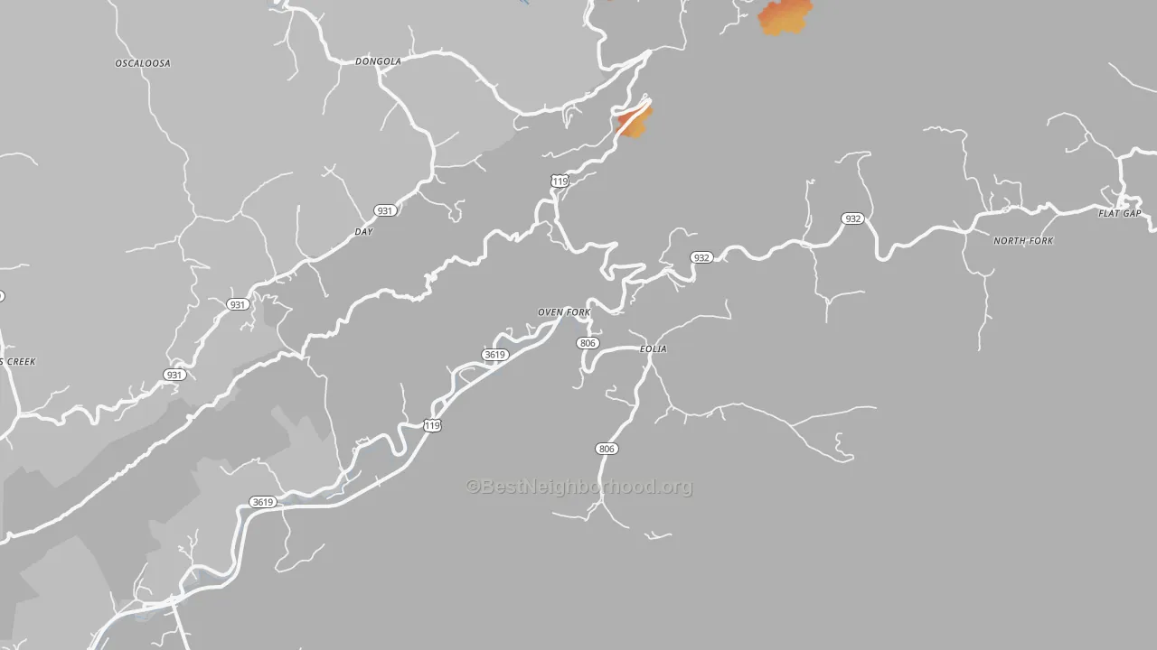Bike Grade map of Eolia, KY