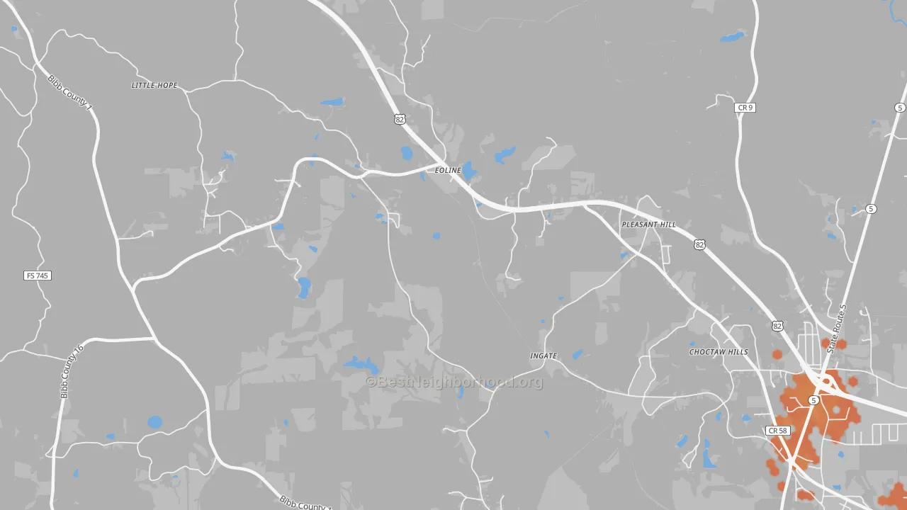 Bike Grade map of Eoline, AL