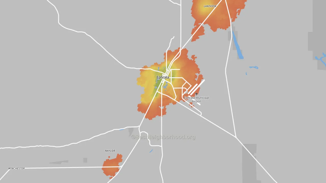 Bike Grade map of Ephrata, WA