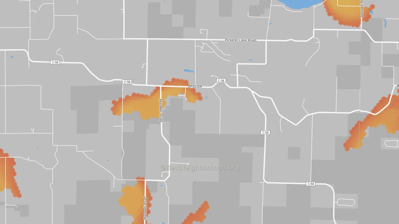 Bike Grade map of Epsilon, MI
