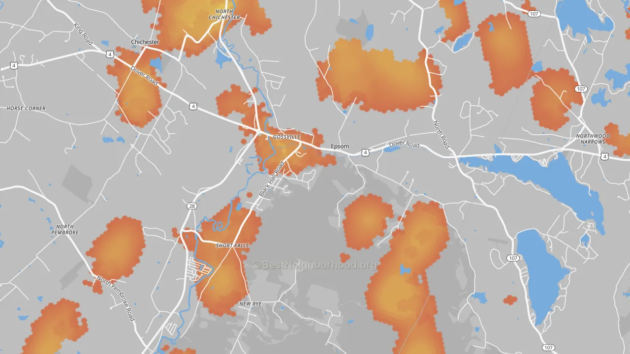 Bike Grade map of Epsom, NH