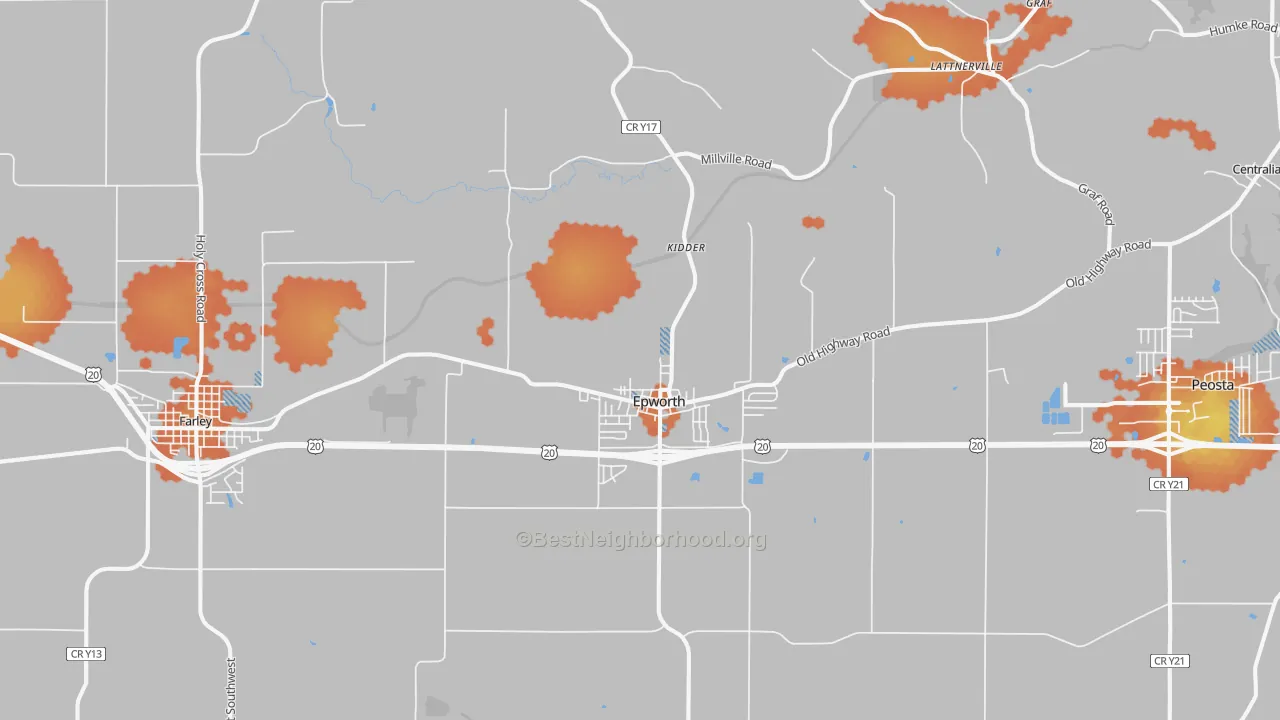 Bike Grade map of Epworth, IA