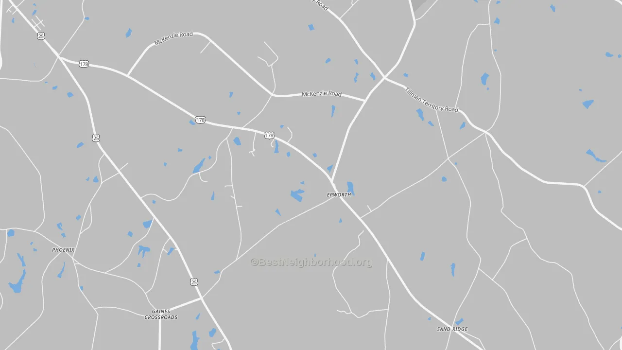 Bike Grade map of Epworth, SC