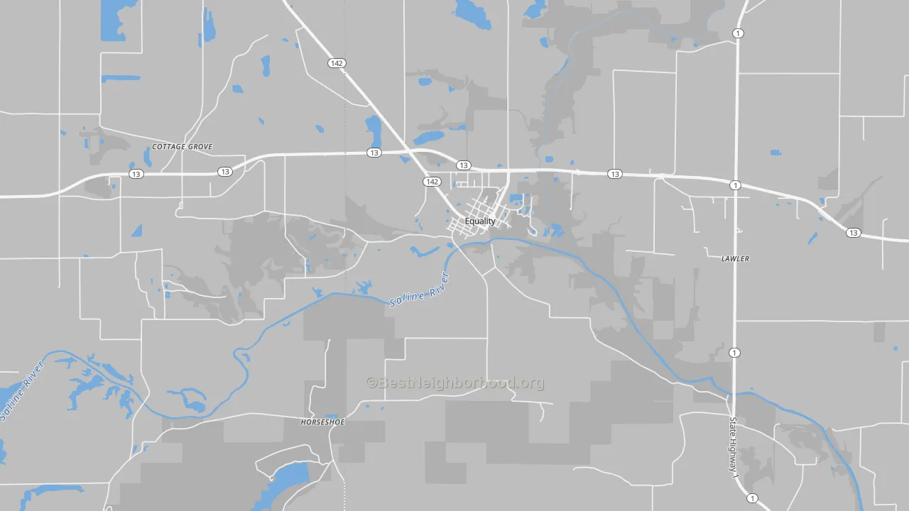 Bike Grade map of Equality, IL