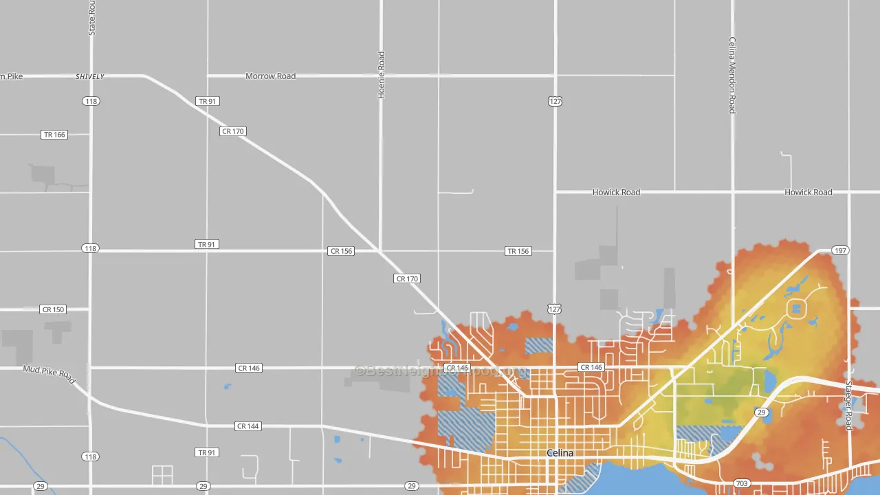 Bike Grade map of Erastus, OH