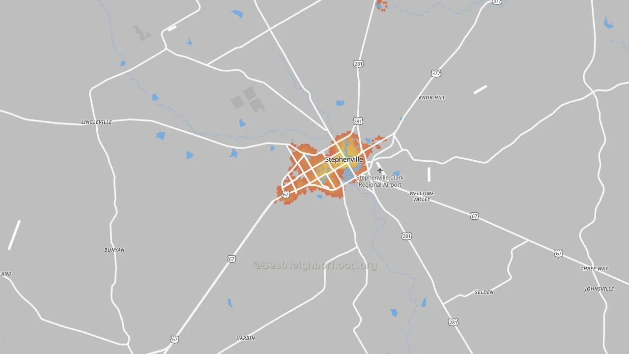 Bike Grade map of Erath County, TX
