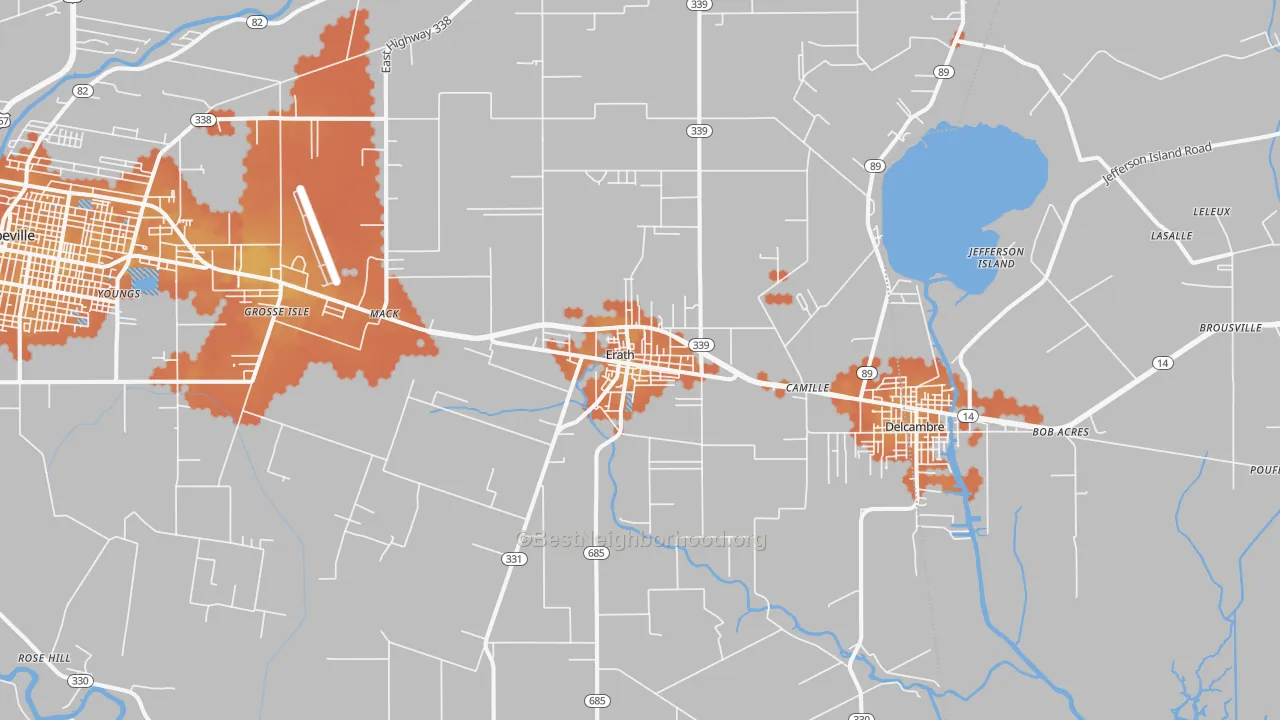 Bike Grade map of Erath, LA