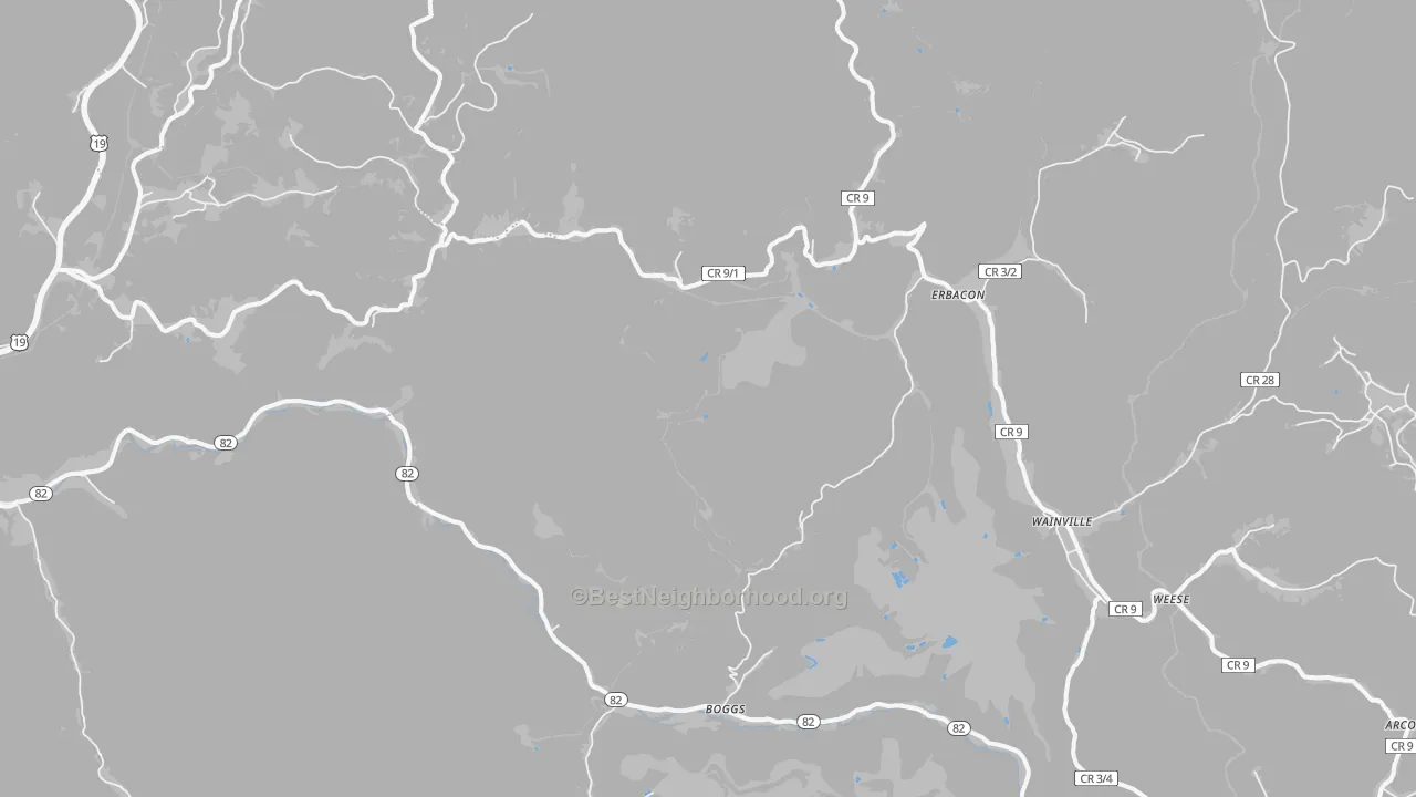 Bike Grade map of Erbacon, WV